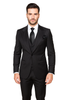 Suits With Baggy Pleated Pants - Wide Leg Pants 100% Wool - Classic Fit in Black Color by Rossiman 2   - from alligatorwarehouse.com