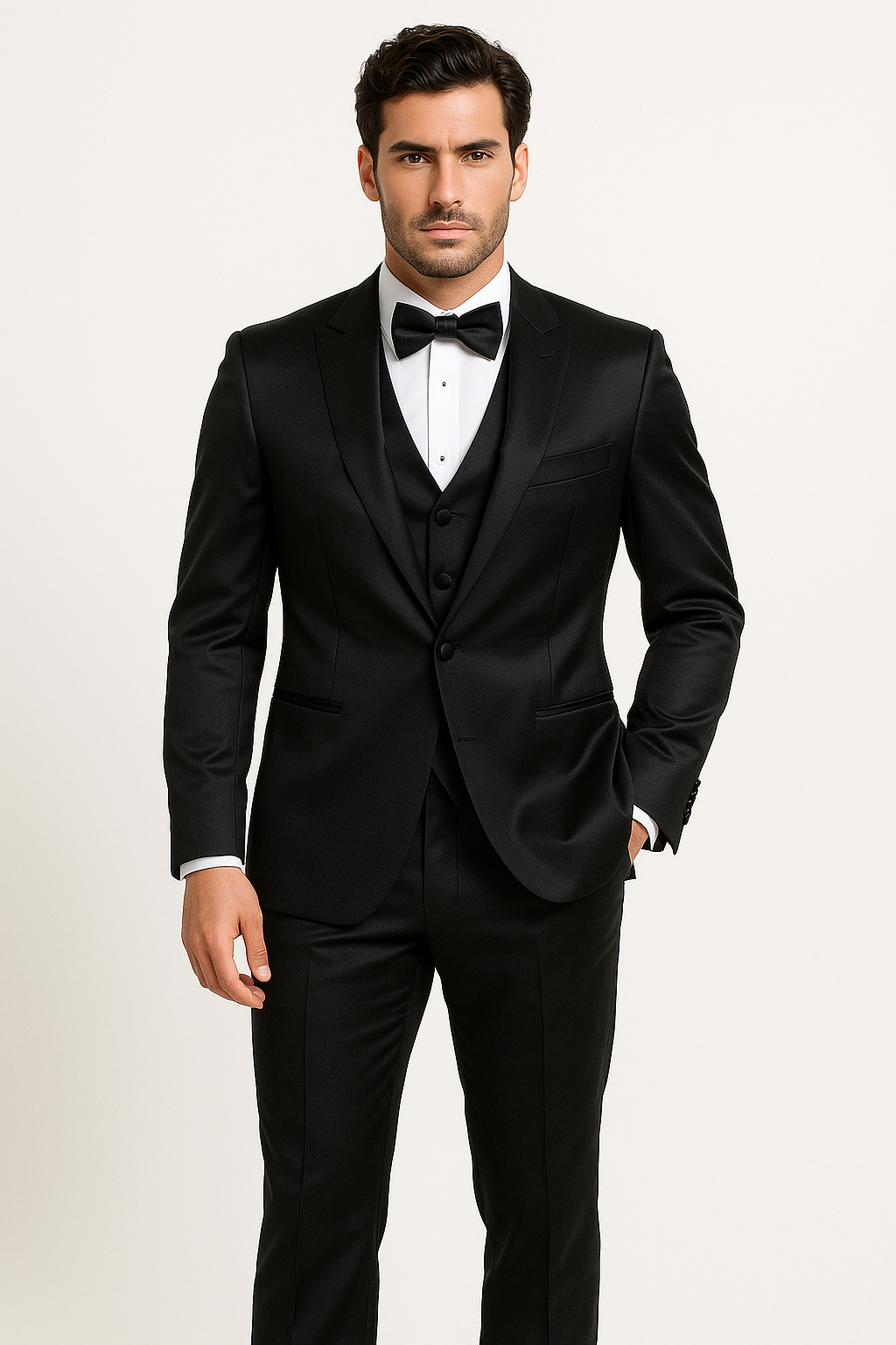 Elite-Black-satin-suit-wedding-prom 8 M390SK-6-34s  - from alligatorwarehouse.com