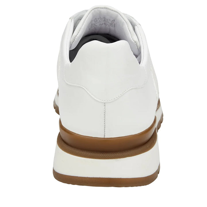 Men's Belvedere Blake Calf & Ostrich Leg Dress Sneaker in White 5 MEN 33629 WHITE-M-10  - from alligatorwarehouse.com