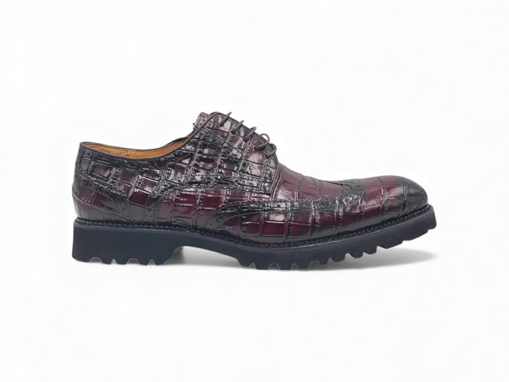 Carrucci Blucher Style Alligator Embossed Oxford