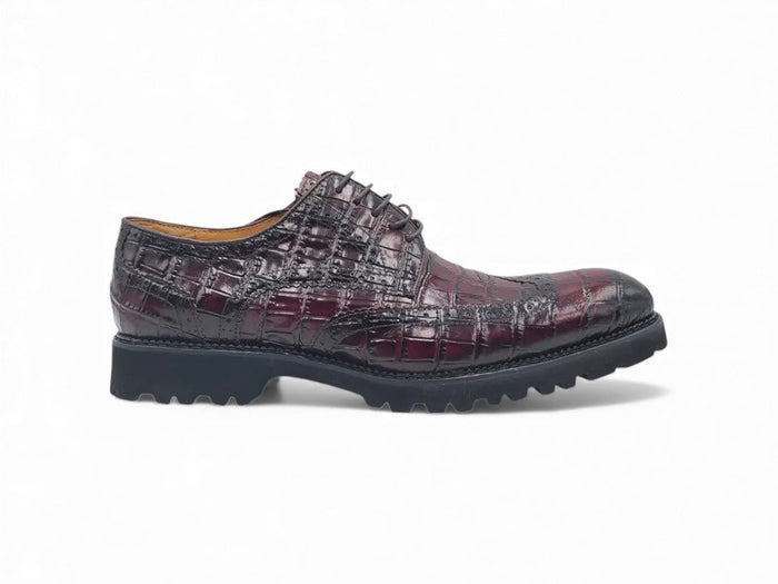Carrucci Blucher Style Alligator Embossed Oxford