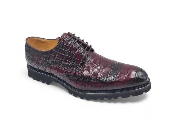 Carrucci Blucher Style Alligator Embossed Oxford