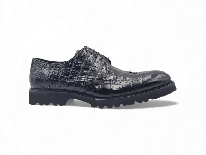 Carrucci Blucher Style Alligator Embossed Oxford