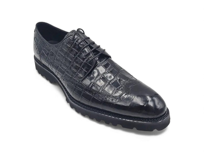 Carrucci Blucher Style Alligator Embossed Oxford