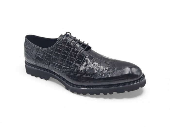 Carrucci Blucher Style Alligator Embossed Oxford