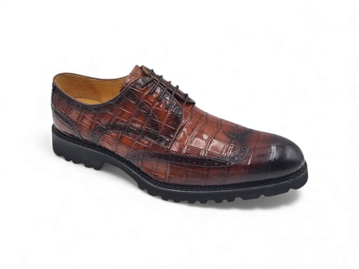 Carrucci Blucher Style Alligator Embossed Oxford