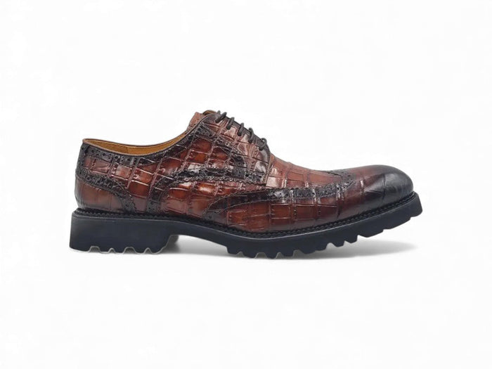 Carrucci Blucher Style Alligator Embossed Oxford