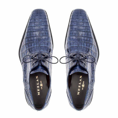 Mezlan Anderson Blue Genuine Crocodile Lace-Up 4   - from alligatorwarehouse.com