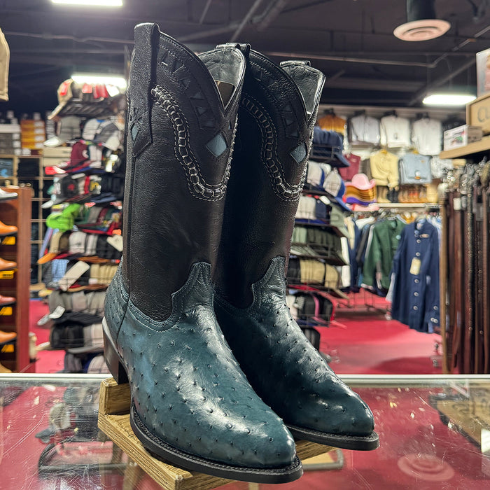 Blue Ostrich Cowboy Boots J-Toe
