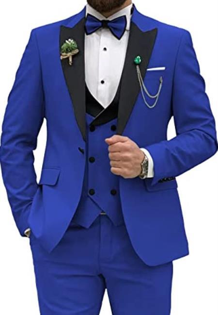 Blue Prom Suit For Men - Blue Homecoming  Royal Tuxedo Blue Prom Tuxedos - No Vest