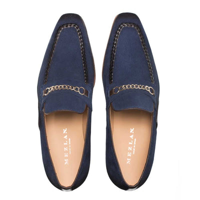 Mens' Blue Antique Suede Loafer By Mezlan Made In Spain Brand 2   - from alligatorwarehouse.com