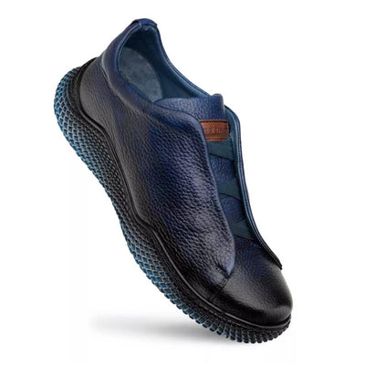 Mezlan Men's Blue Calcio Deer Skin Slip On Sneakers 1   - from alligatorwarehouse.com