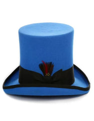 Victorian Steampunk Top Hat - 1800 19th Century - Dressy Loden Felt Top Royal Blue Hat