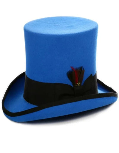 Victorian Steampunk Top Hat - 1800 19th Century - Dressy Loden Felt Top Royal Blue Hat 2   - from alligatorwarehouse.com