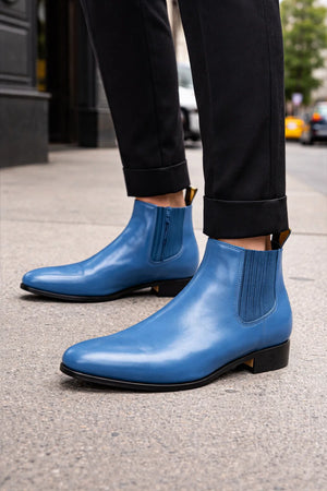 Blue Jean Los Altos Boots Men’s Charro Botín Short Ankle Deer Leather Boots