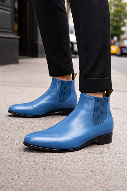 Blue Jean Los Altos Boots Men’s Charro Botín Short Ankle Deer Leather Boots