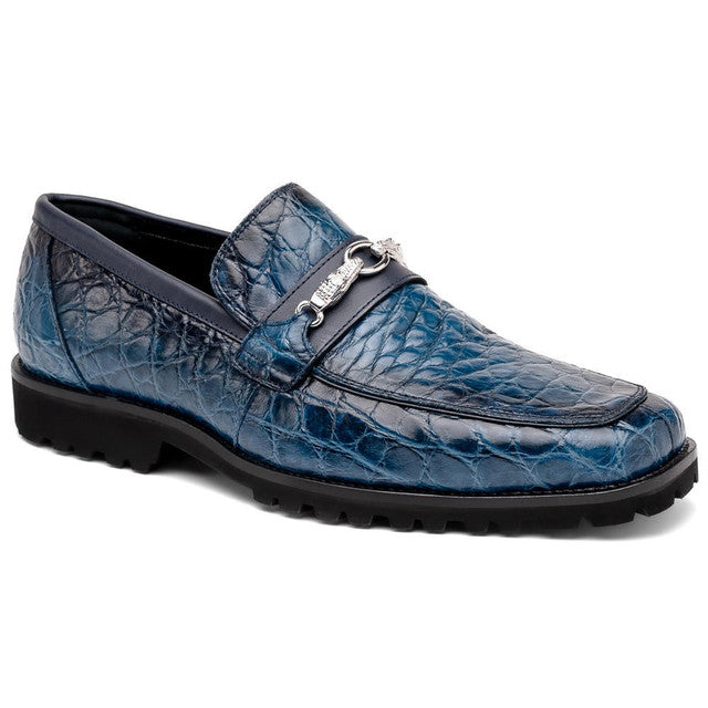 Men's Mauri Casual Alligator Loafers Blue Metal Bit Debonair