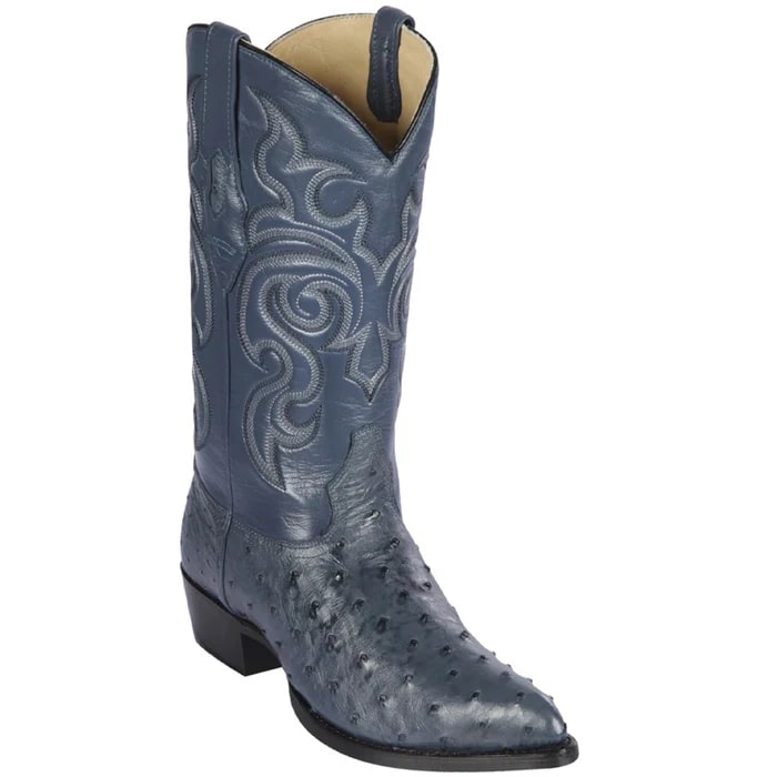 J Toe Cowboy Boots - J Toe Western Boots - Los Altos Boots - Mens Dress Cowboy Boot - Low Priced Blue Ostrich Cowboy Boots J-Toe - in Blue
