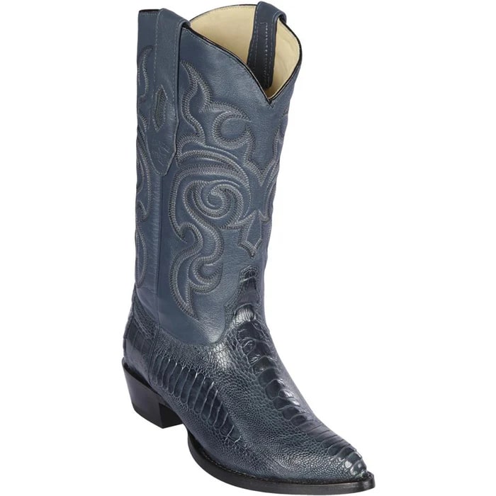 J Toe Cowboy Boots - J Toe Western Boots - Los Altos Boots - Mens Dress Cowboy Boot - Low Priced Blue Ostrich Leg Cowboy Boots J-Toe - in Blue