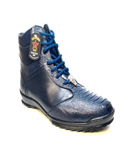 Los Altos Navy Blue Ostrich Leg High-top Sneakers