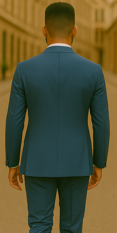 Blue Slim Fit Men’s Suit by Rossiman Rossi – Skinny Style with 1-Button Jacket 3   - from alligatorwarehouse.com