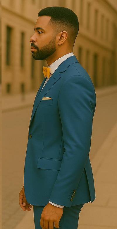 Blue Slim Fit Men’s Suit by Rossiman Rossi – Skinny Style with 1-Button Jacket 5   - from alligatorwarehouse.com