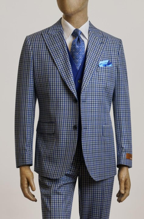 Steve Harvey Suits - Blue Suit - Designer Brand Suit No Pleated Pants Modern Fit