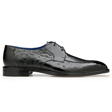 Men's Belvedere Bolero Ostrich Moc Toe Dress Shoe in Black