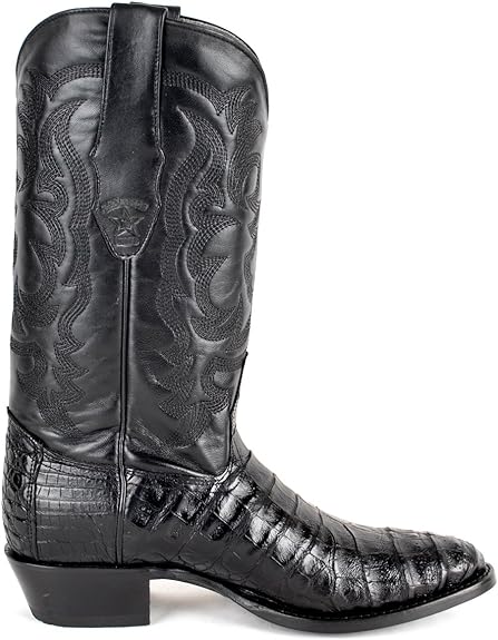 Original Black Caiman (Gator) Belly Skin Round Toe Boot
