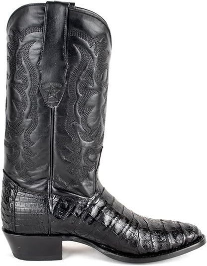 Original Black Caiman (Gator) Belly Skin Round Toe Boot