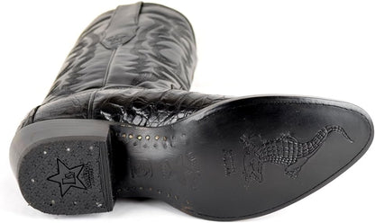 Original Black Caiman (Gator) Belly Skin Round Toe Boot