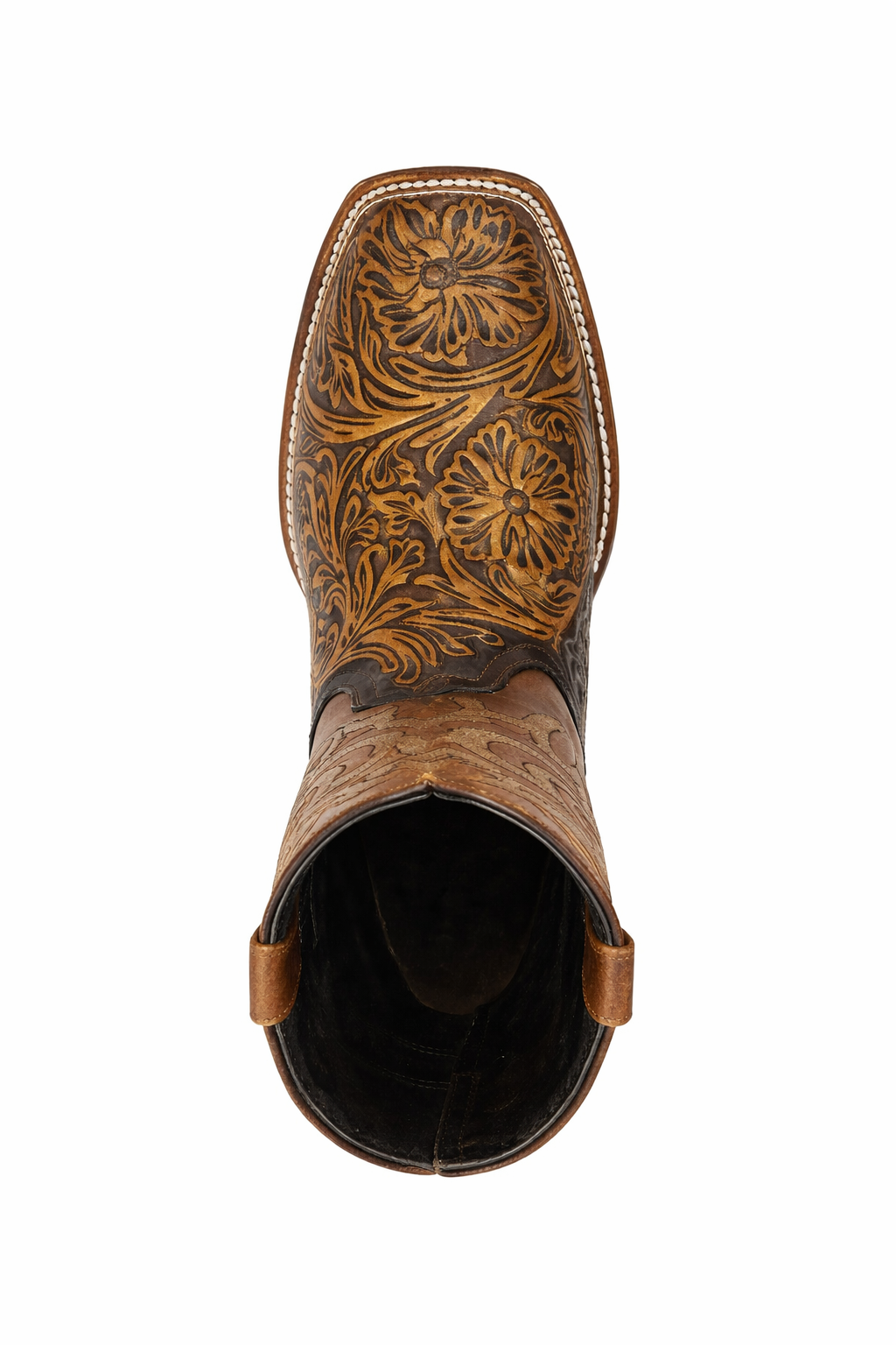 Botas de Cuero Cincelada Horma Rodeo Cuadrada