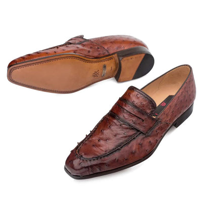 Mezlan Lisbon Brandy Genuine Ostrich Men’s Classic Slip On 8   - from alligatorwarehouse.com