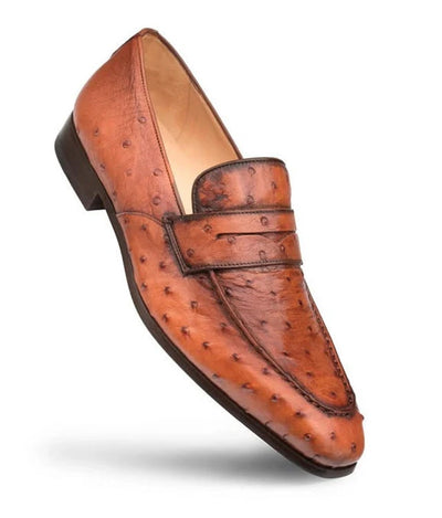 Mezlan Lisbon Brandy Genuine Ostrich Men’s Classic Slip On 4   - from alligatorwarehouse.com