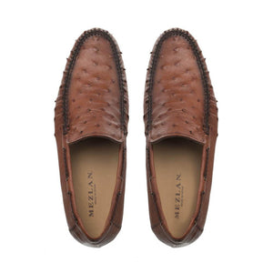 Brandy Genuine Ostrich Dress Moccasin By Mezlan Made In Spain Brand