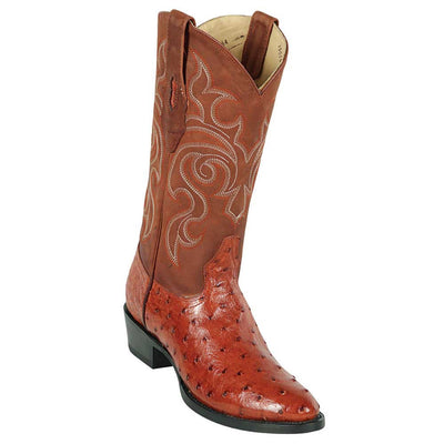 Los Altos Men's Brandy Genuine Ostrich Round Toe Boots 1   - from alligatorwarehouse.com