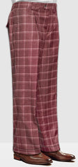 Statement Mens Brick Red Plaid Wool Wide Leg Pants