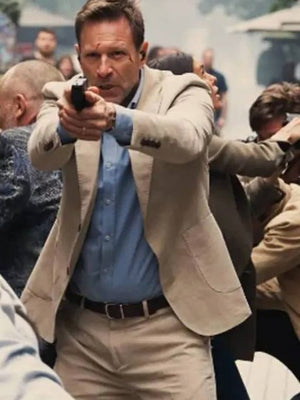 The Bricklayer 2024 Aaron Eckhart Suit