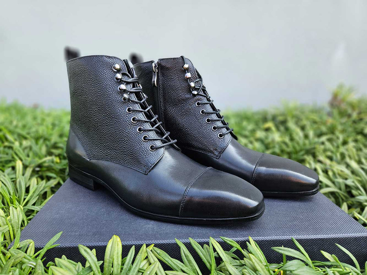 Brogue Cap Toe Leather Boot Carrucci