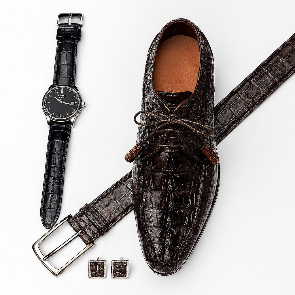 Marco Di Milano Men's Brown Hornback Exotic Shoes Bike Toe Cancun