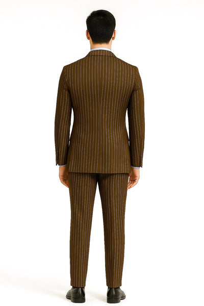 Mens Brown Pinstripe Double-Breasted Suit – Classic 6-Button Business and Vintage Style 3   - from alligatorwarehouse.com