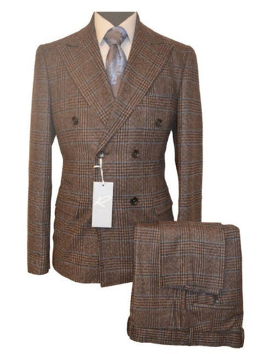 Rossiman Brown & Blue Vintage Glen Plaid Suit with Windowpane Pattern 2   - from alligatorwarehouse.com