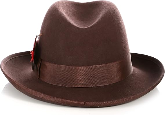 Premium Godfather Hat - Homburg Hat - Men's Homburg Brown