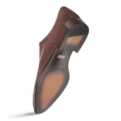 Mezlan Brown Ostrich and English Suede Gored Slip On Dress Shoes for men 4   - from alligatorwarehouse.com