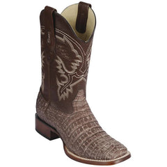 Los Altos Boots - Mens Dress Cowboy Boot - Low Priced  Caiman Belly Square Toe Cowboy Boots Sahara Brown- in Brown