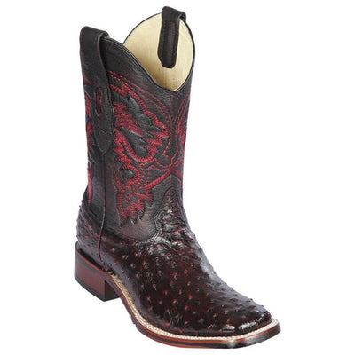 Los Altos Boots - Mens Dress Cowboy Boot - Low Priced  Black Cherry Ostrich Square Toe Western Boots- in Black Cherry 1   - from alligatorwarehouse.com