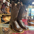 Mens White Diamond Boot Brown Ostrich Print Boots Square Toe