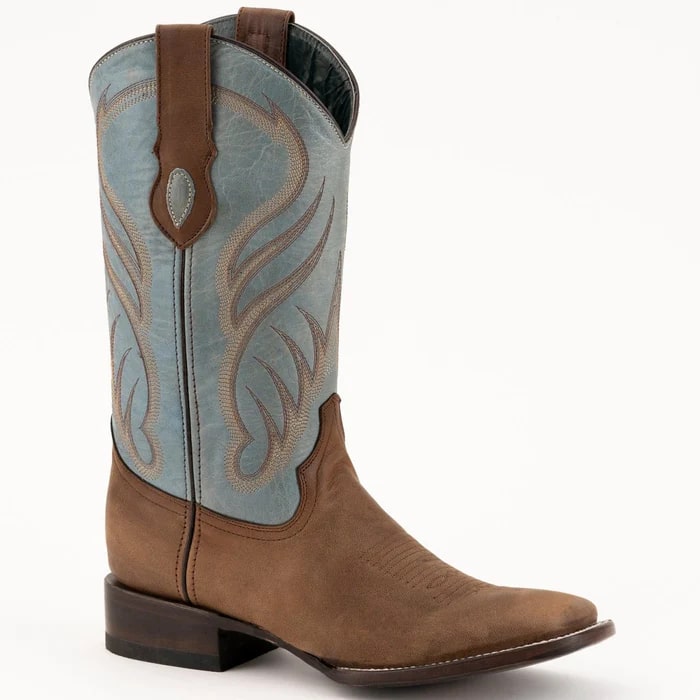 Ferinni Boot - Mens Dress Cowboy Boot  - Ferrini Men's Hunter Square Toe Boots Handcrafted - Brown