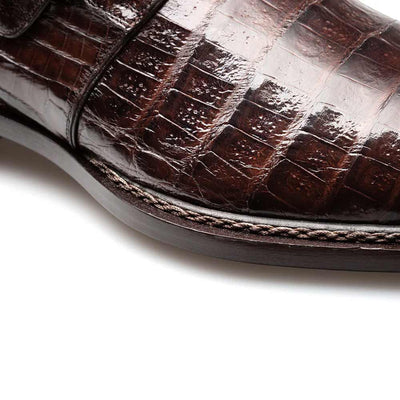 Gigolo Brown Crocodile Monk Strap Loafers By Mezlan Made In Spain Brand 4   - from alligatorwarehouse.com