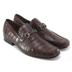 Los Altos Brown Genuine Caiman Crocodile Belly Slip-On Loafers